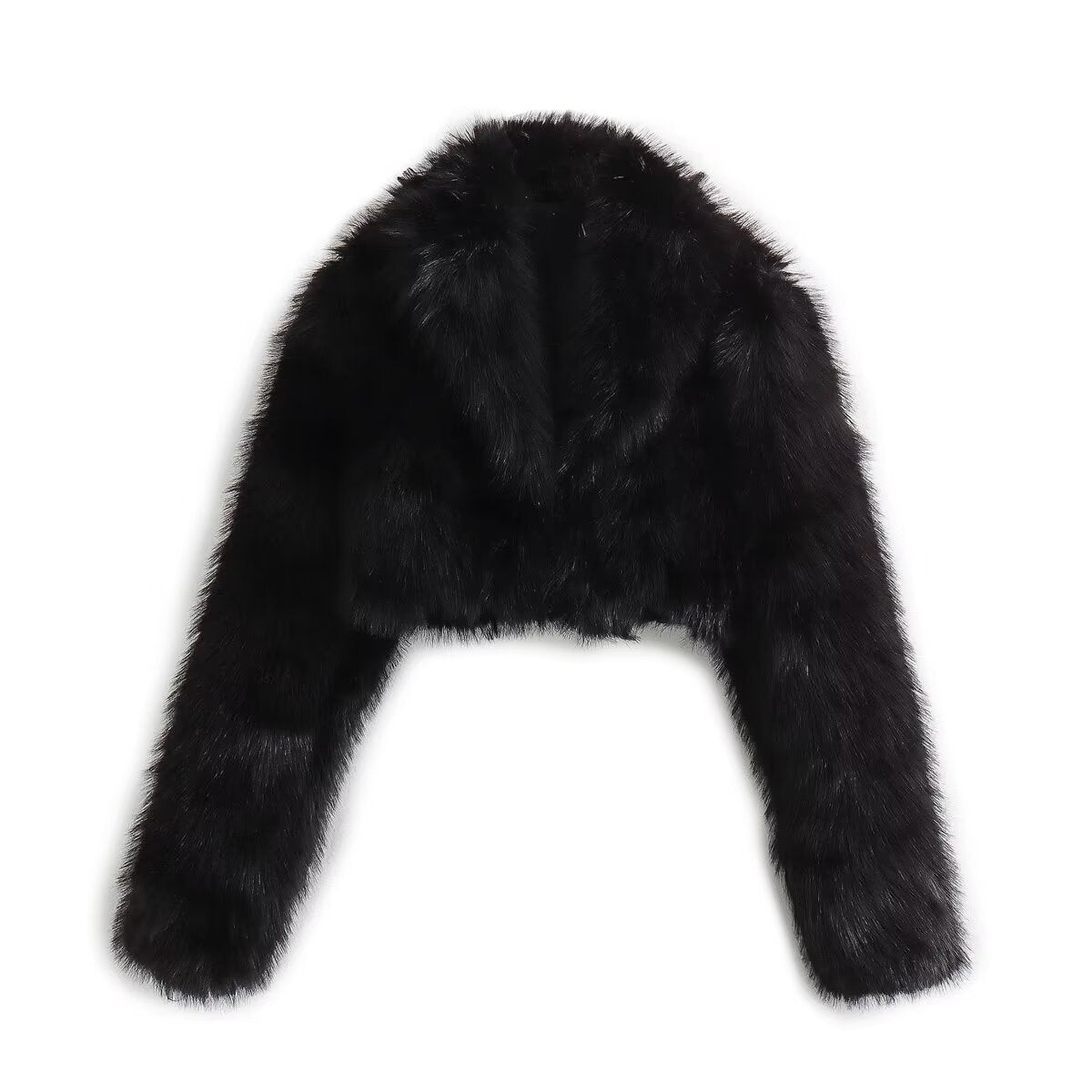 Women's Stylish Artificial Fur Effect Lapel Coats