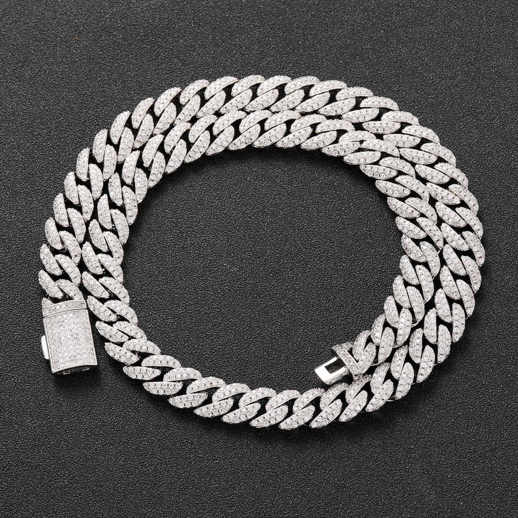 Men's Double Row Zircon Cuban Link Chain Necklaces