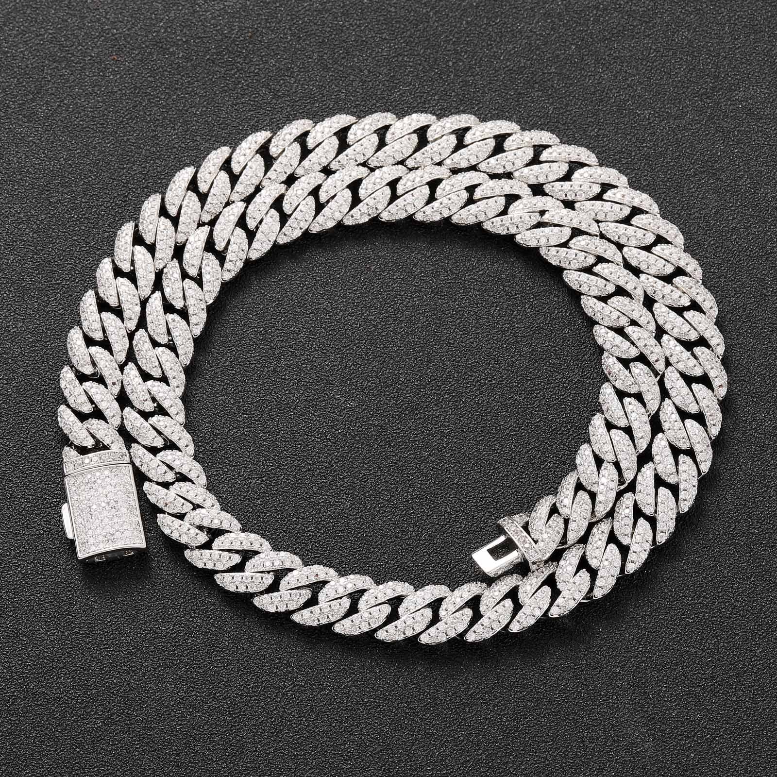 Men's Double Row Zircon Cuban Link Chain Necklaces