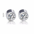 Multicolor Stainless Steel Magnetic Round Stud Earrings for Men Women, 6mm Round CZ Inlaid Magnetic Earrings Non-Piercing Clip On Stud Earring