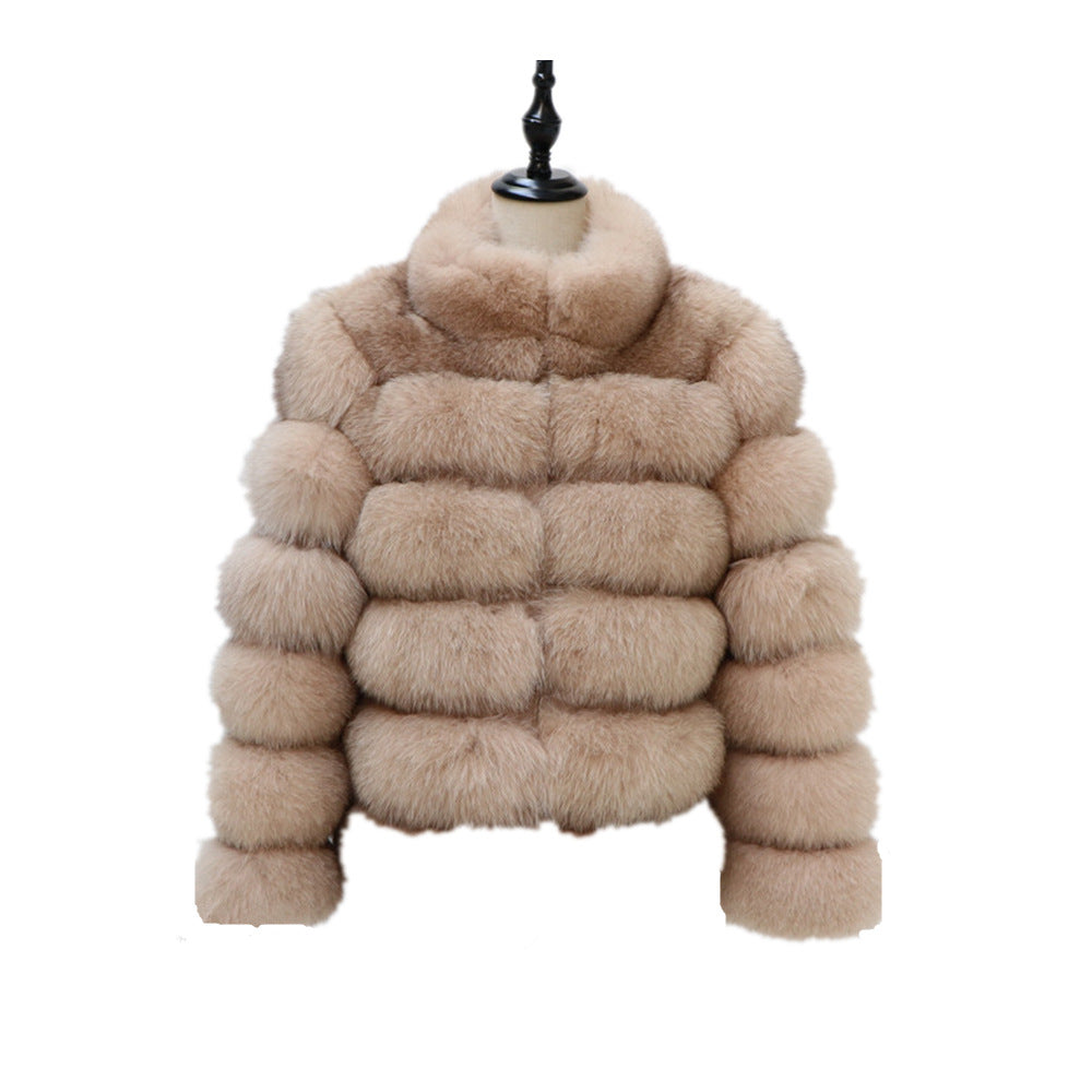 Women's Imitation Fur Fox Horizontal Stitching Artificial Coats