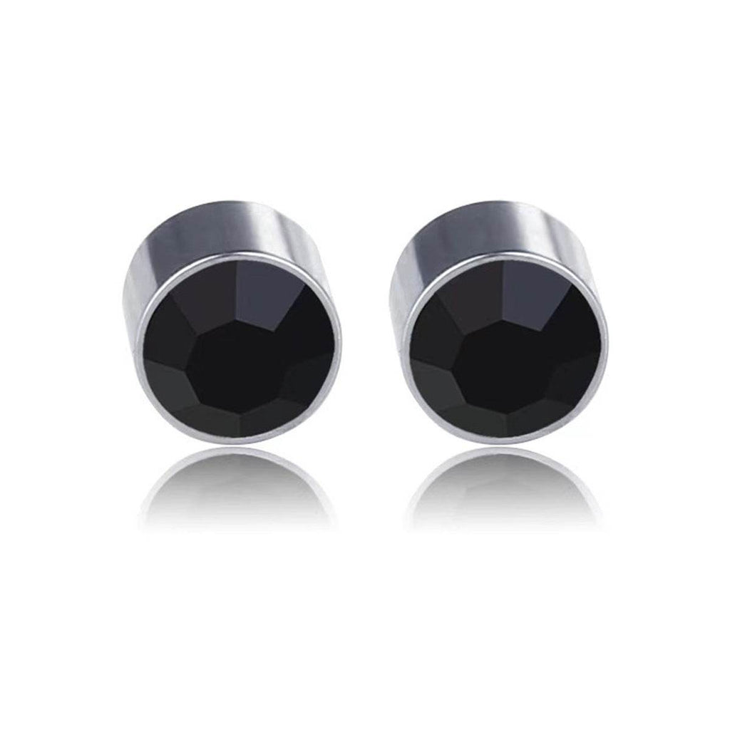 Multicolor Stainless Steel Magnetic Round Stud Earrings for Men Women, 6mm Round CZ Inlaid Magnetic Earrings Non-Piercing Clip On Stud Earring