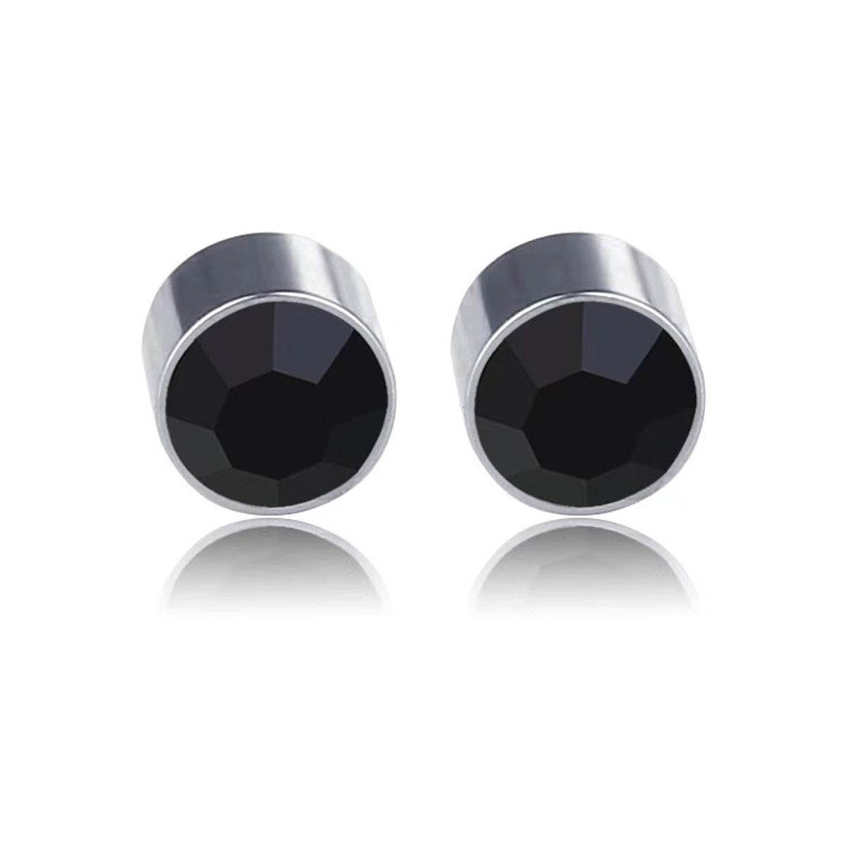 Multicolor Stainless Steel Magnetic Round Stud Earrings for Men Women, 6mm Round CZ Inlaid Magnetic Earrings Non-Piercing Clip On Stud Earring