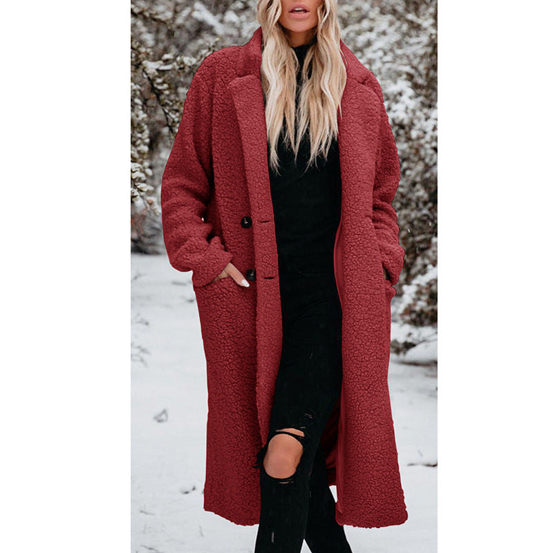 Women's Fashion Wear Long Sleeve Lapel Warm Coats