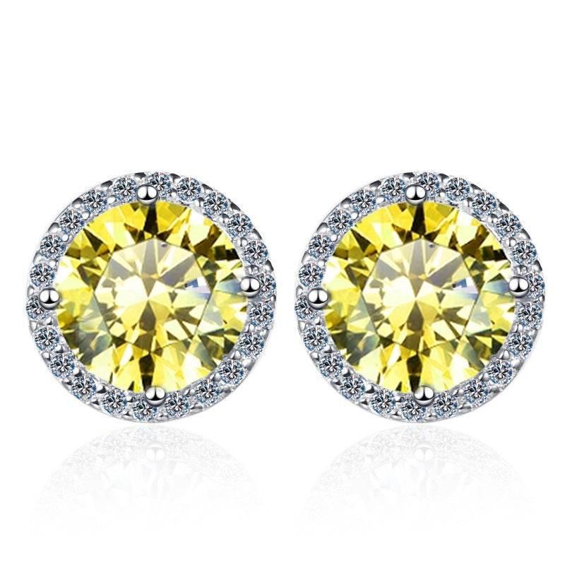 S925 Multicolor Moissanite Halo Stud Earrings, Sterling Silver 10 Color Round-Cut Certificated Moissanite Jewelry for Men & Women, Simple & Stylish Gift for Wedding, Birthday, Anniversary