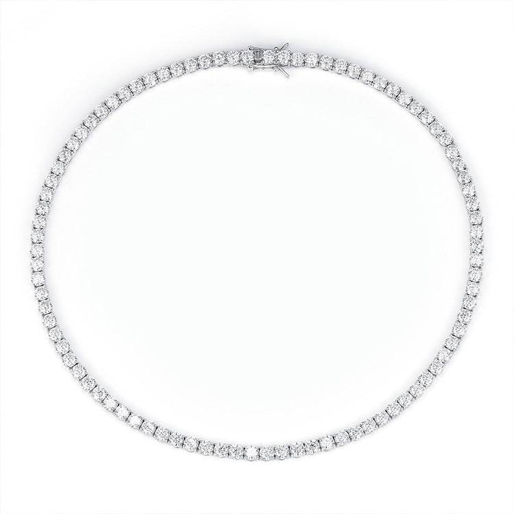 VVS1 Moissanite S925 & 14K Tennis Chain Iced Out Necklace and Bracelet, 6–26 Inch, 2–6.5mm Round Cut D-Grade Certified Moissanite, Sterling Silver White Gold Plated, Hypoallergenic Hip Hop Jewelry