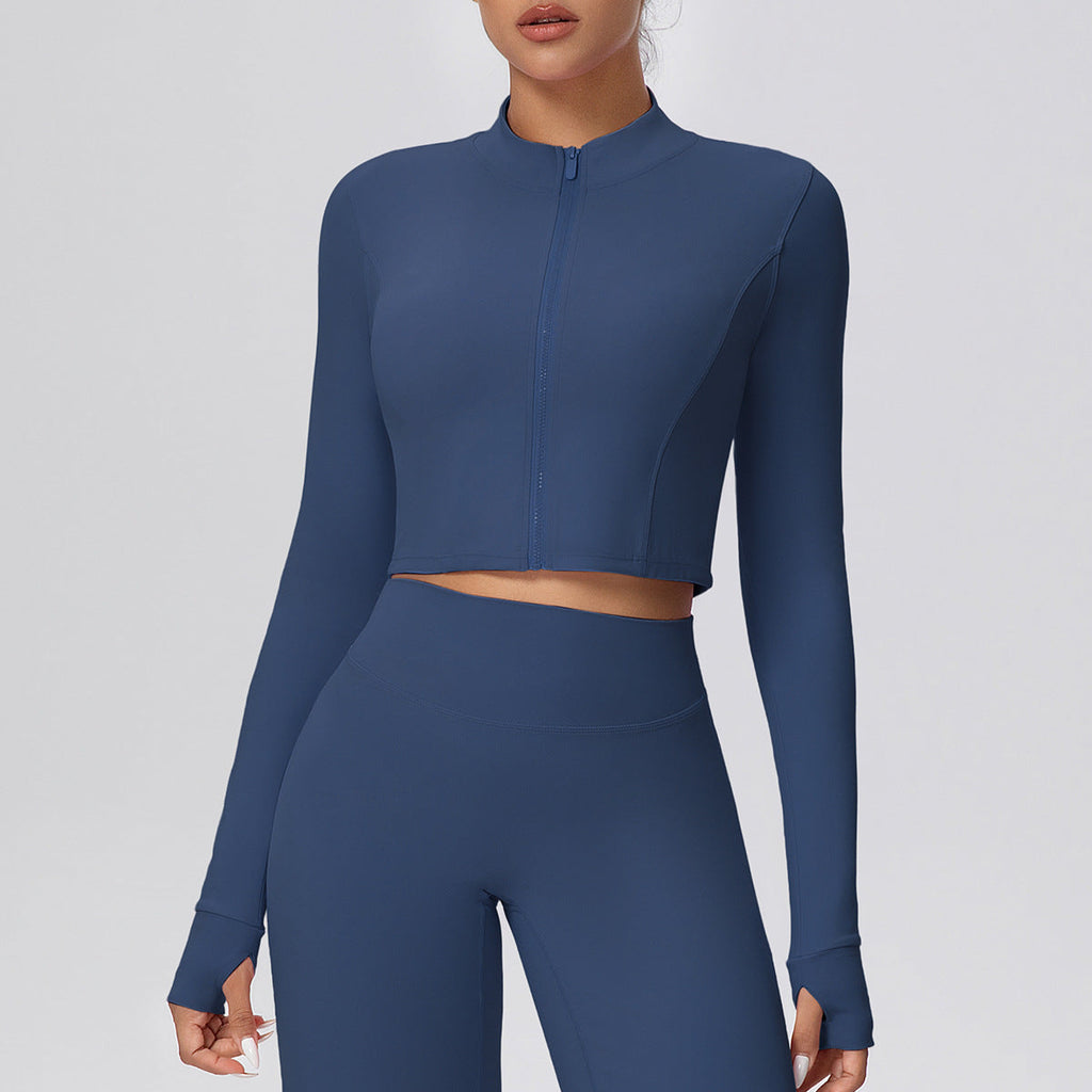 Zipper Outdoor Running Sports Yoga Jacket Slimming Workout Long Sleeve Coat Girls Quick Drying Yoga Clothes Women