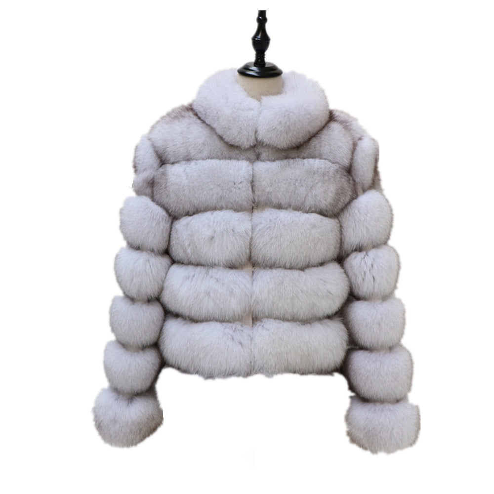 Women's Imitation Fur Fox Horizontal Stitching Artificial Coats