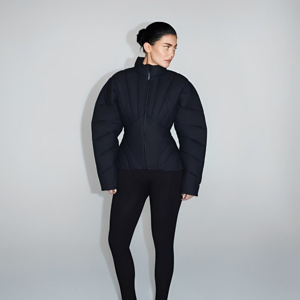 Women's Waist Winter Stand Collar Warm Zipper Coats