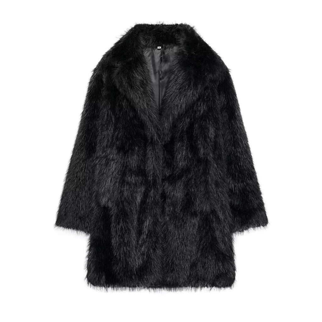 Women's Elegant Long Artificial Fur Furry Coats