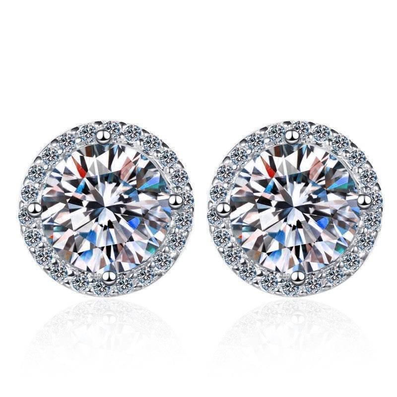 S925 Multicolor Moissanite Halo Stud Earrings, Sterling Silver 10 Color Round-Cut Certificated Moissanite Jewelry for Men & Women, Simple & Stylish Gift for Wedding, Birthday, Anniversary
