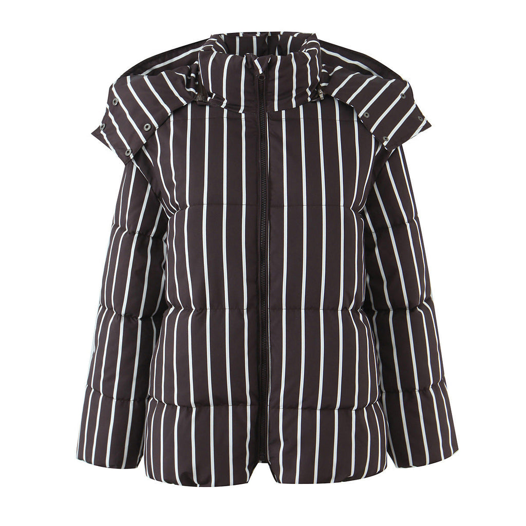 Fashion City Autumn Casual Striped Hoodie Coats