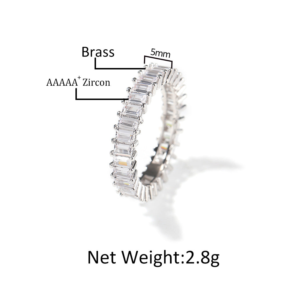 Cool and handsome men's hip-hop diamond-encrusted five-piece ring set