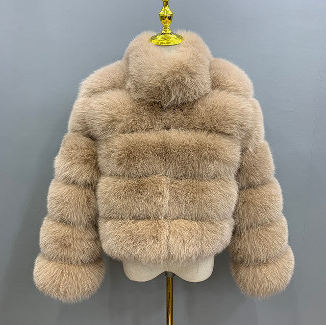 Women's Imitation Fur Fox Horizontal Stitching Artificial Coats