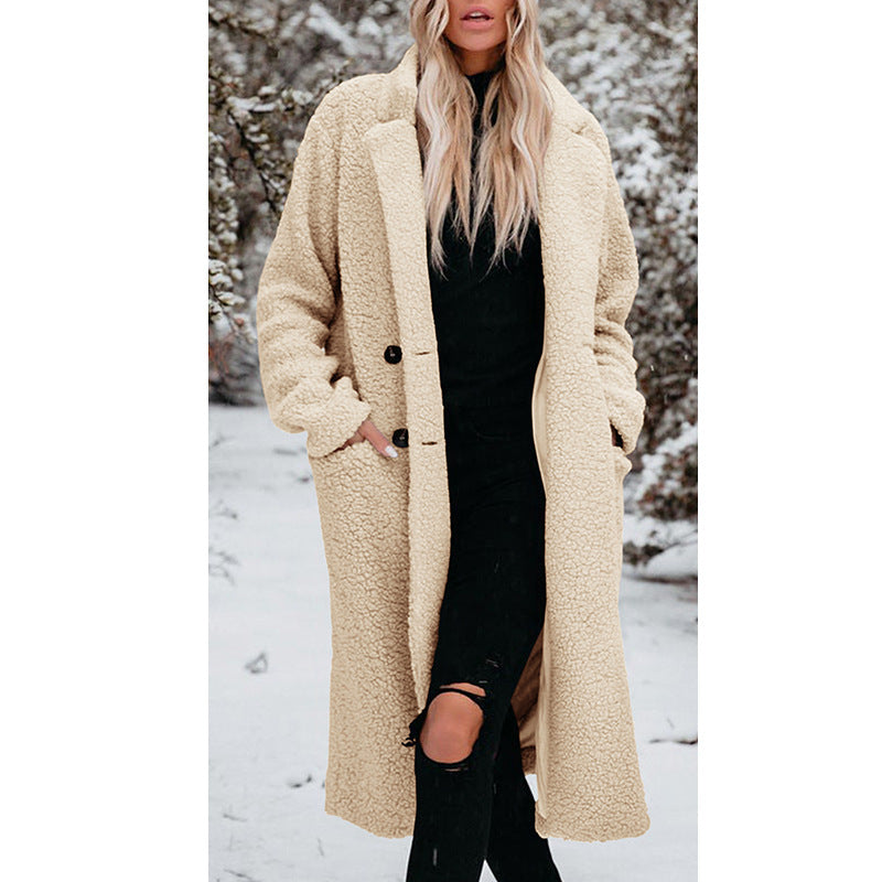 Women's Fashion Wear Long Sleeve Lapel Warm Coats