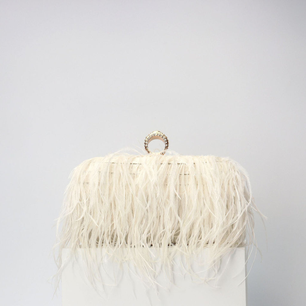 Elegant Ostrich Hair Ring Box – Small Square Bag with Chain Crossbody Shoulder Velvet Evening Clutch Purse, Perfect for Dinner, Casual Outings, Party Events, and Prom Nights