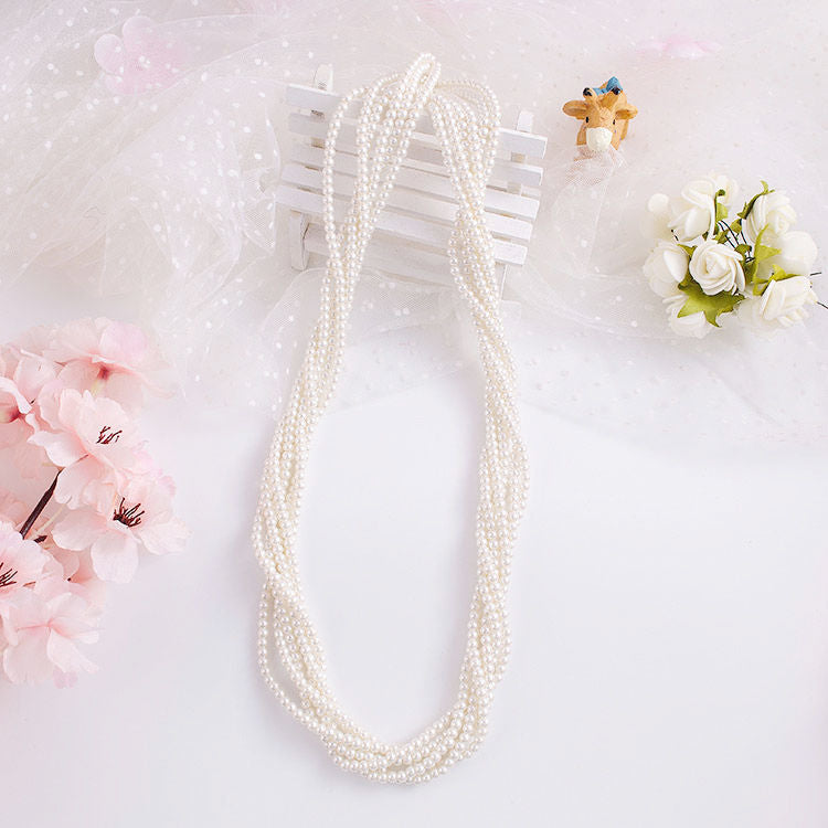 Pearl Necklace Choker Collar 6 Layer Multi