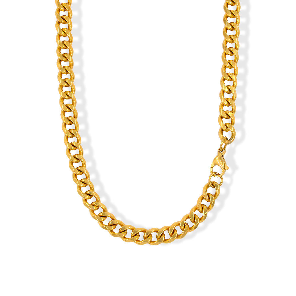 Stainless Steel Six-sided Grinding Chain Cuban Necklaces