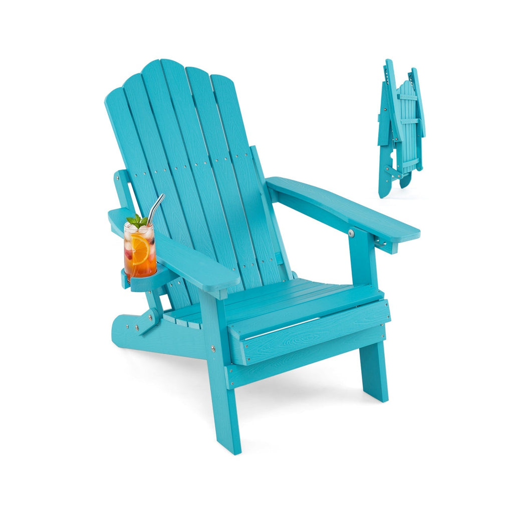 Folding Adirondack Chair with Adjustable Backrest & Cup Holder