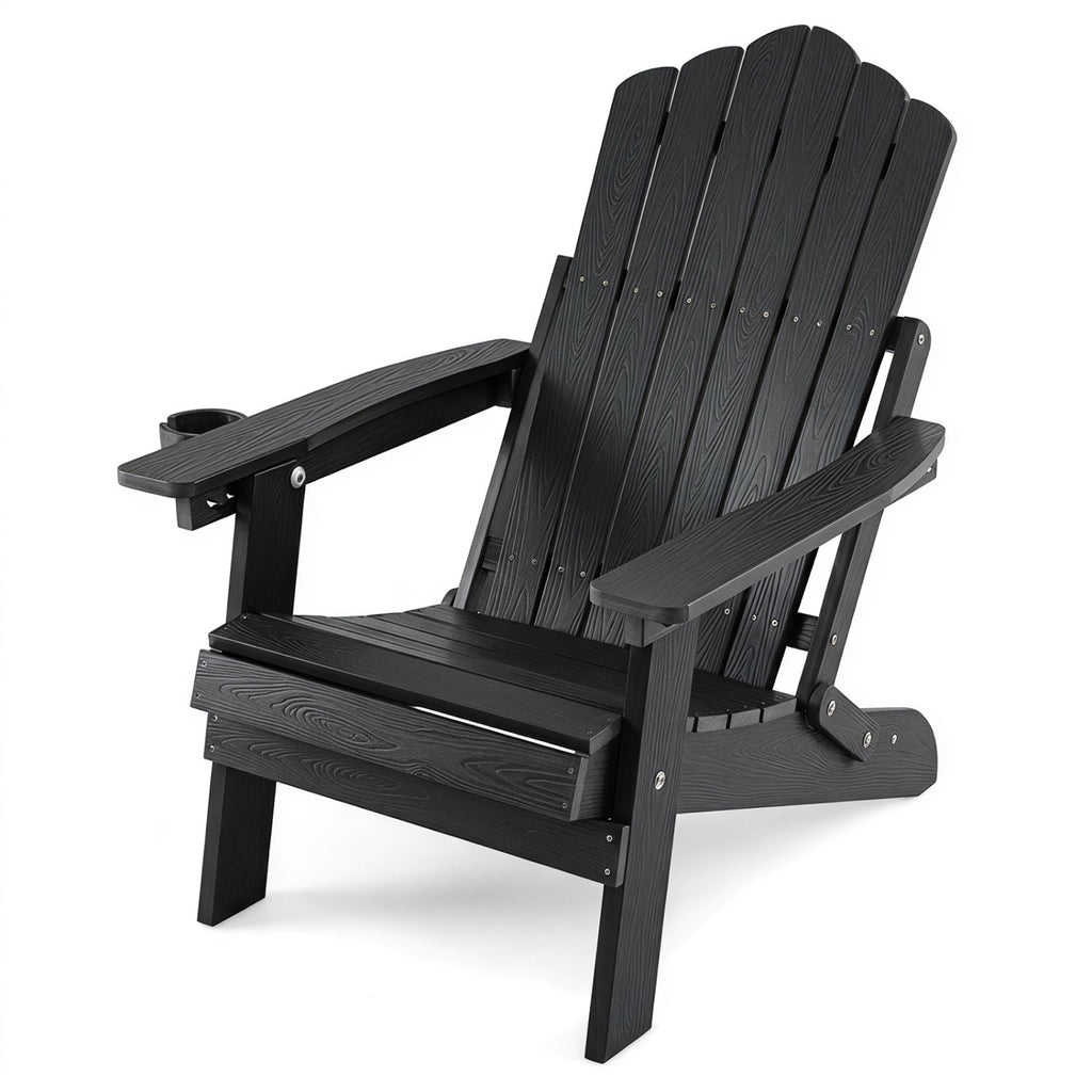 Folding Adirondack Chair with Adjustable Backrest & Cup Holder