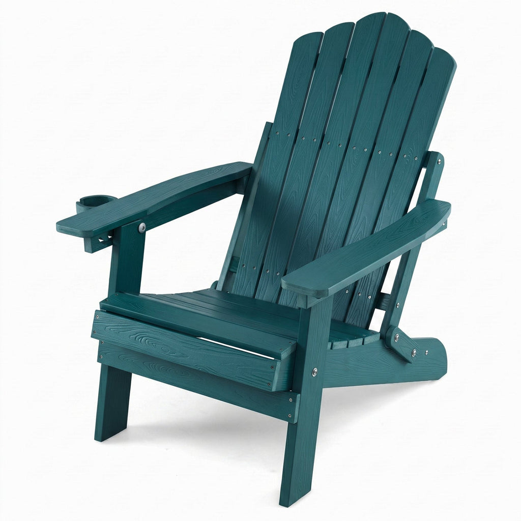 Folding Adirondack Chair with Adjustable Backrest & Cup Holder