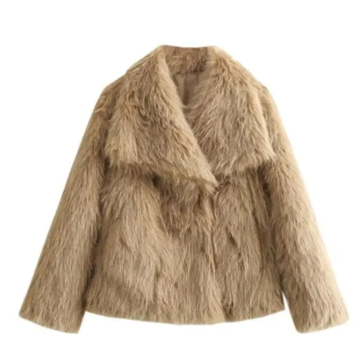 Girls and Women's Plush Lapel Winter Coat - # GIAA22310002