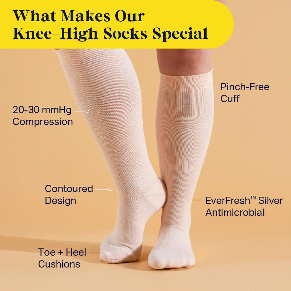 Knee-High Compression Socks – Solid Rose (20-30 mmHg)