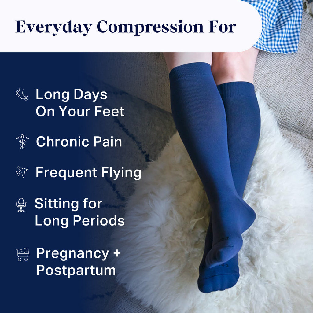 Knee-High Compression Socks – 3 Pack Solids Black/Rose/White
