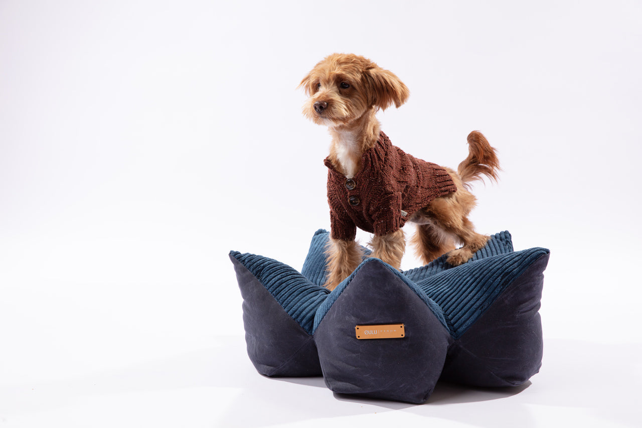 OULU X PEHOM - CUDDLE PET PILLOW BED- Navy Blue / Olive Green / Canyon Brown