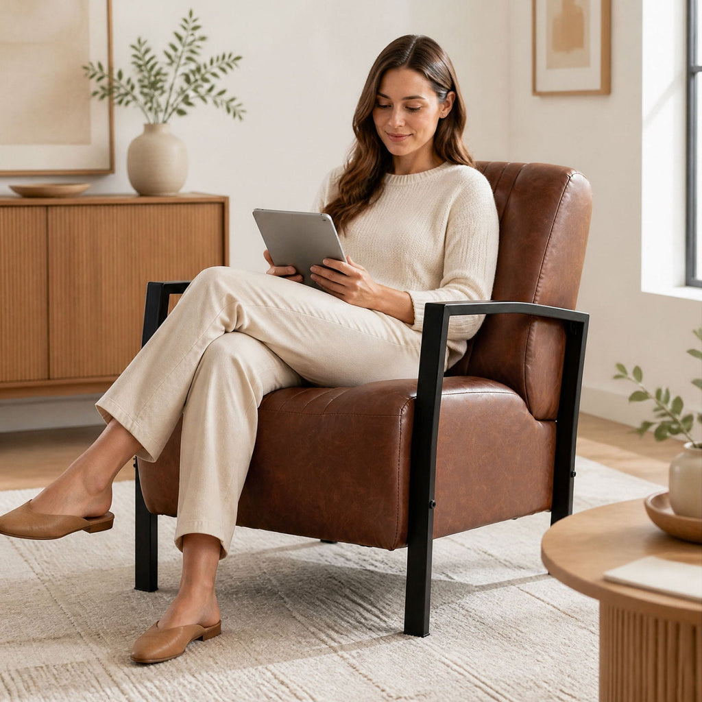 Upholstered Accent Chair with Padded Seat and Armrests