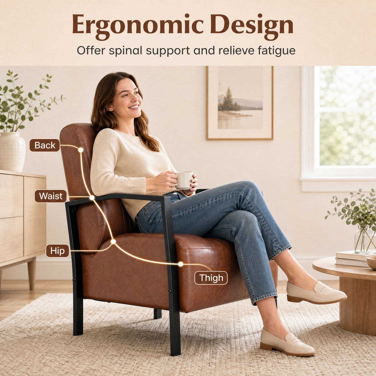 Upholstered Accent Chair with Padded Seat and Armrests