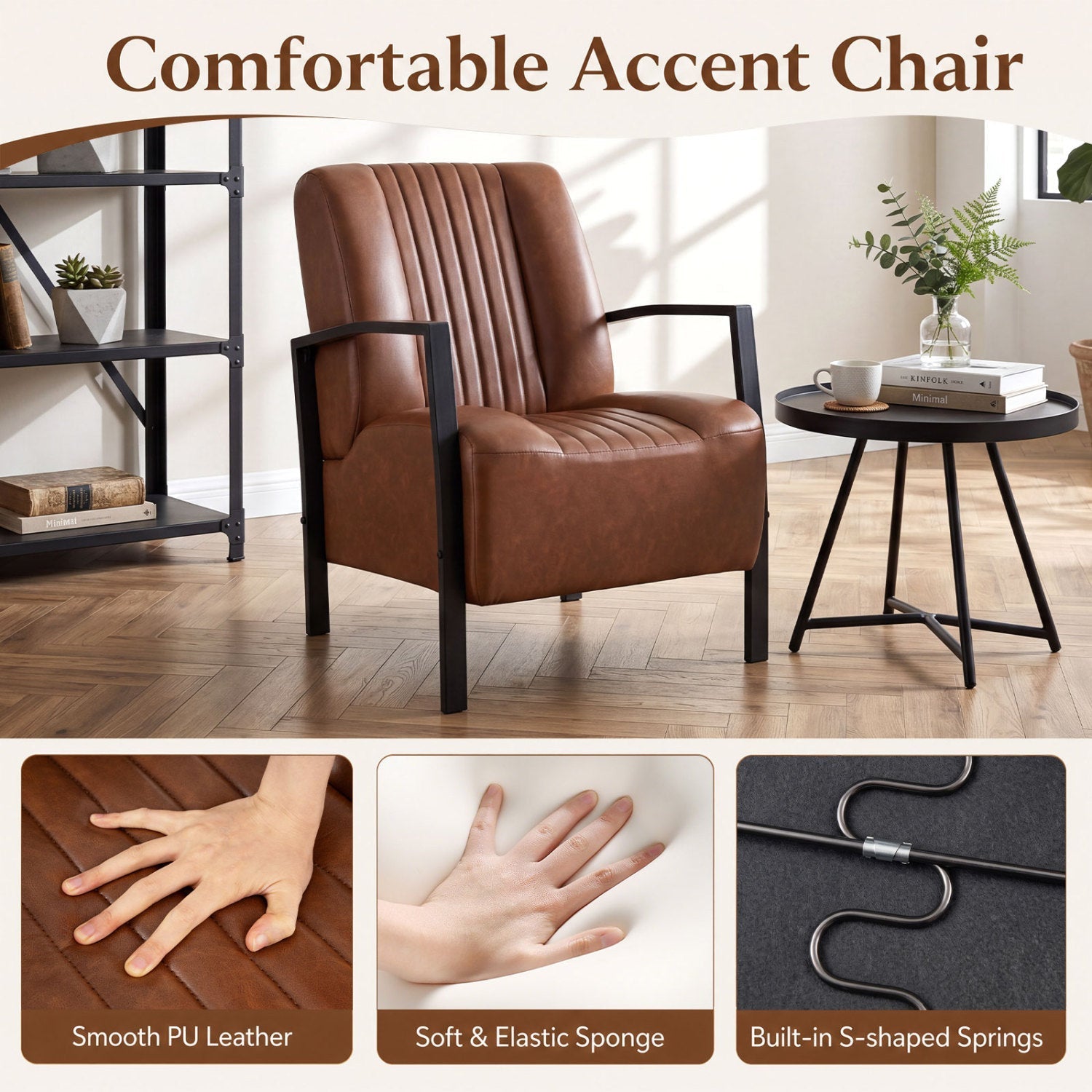 Upholstered Accent Chair with Padded Seat and Armrests