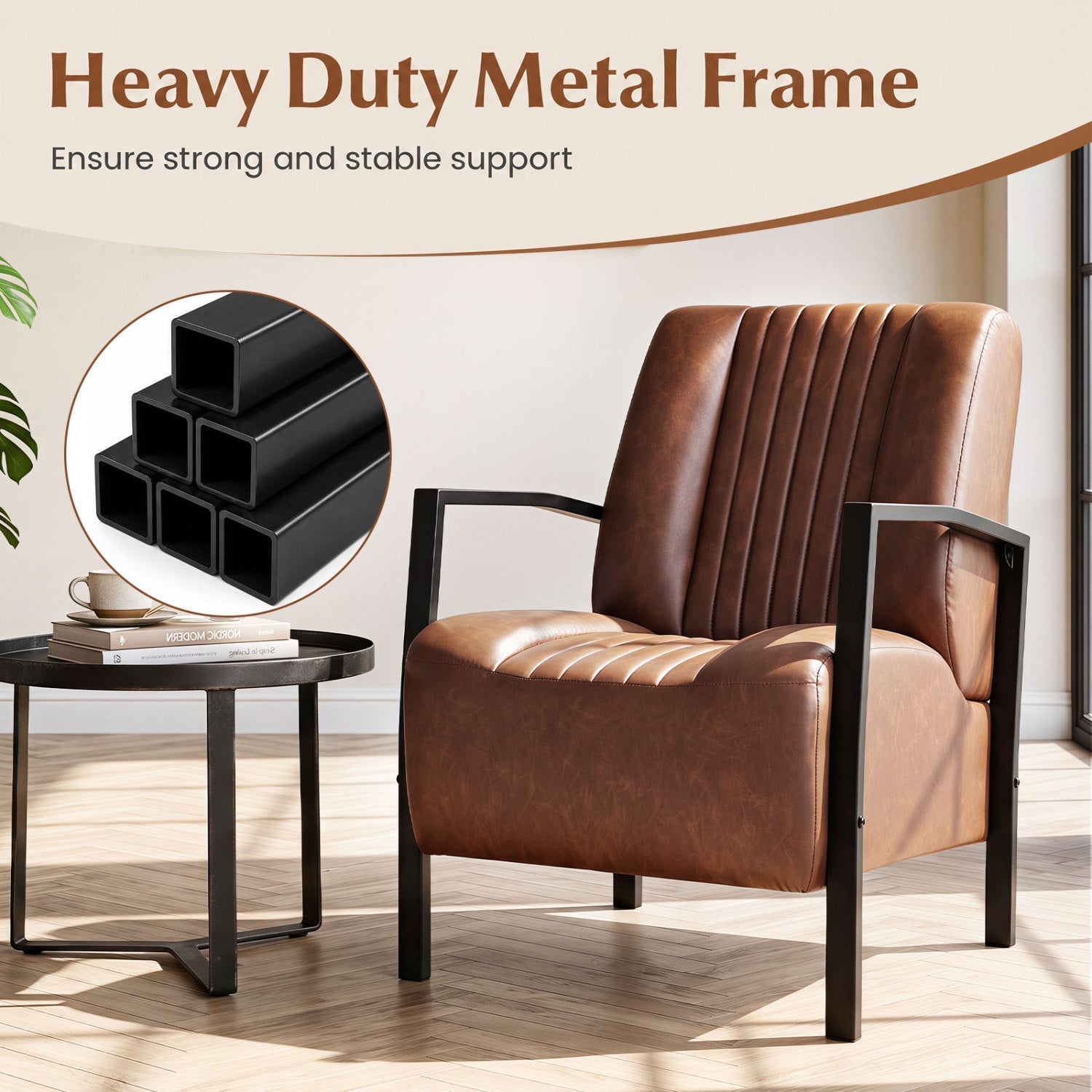 Upholstered Accent Chair with Padded Seat and Armrests