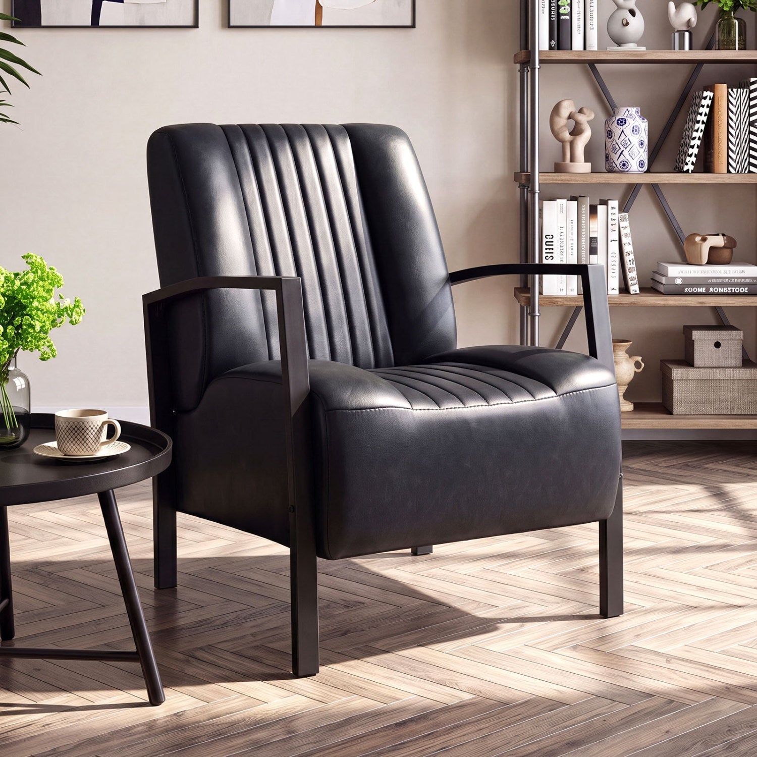 Upholstered Accent Chair with Padded Seat and Armrests