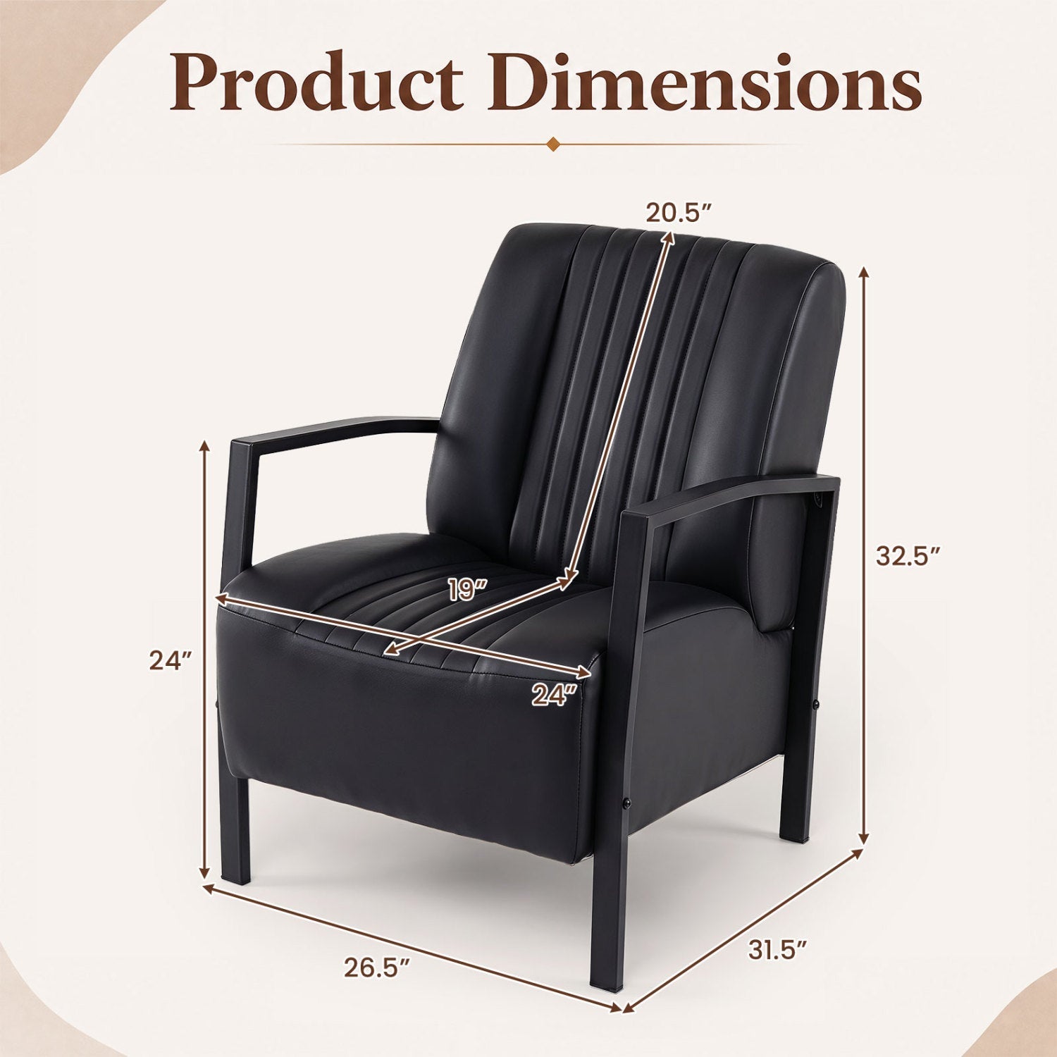 Upholstered Accent Chair with Padded Seat and Armrests