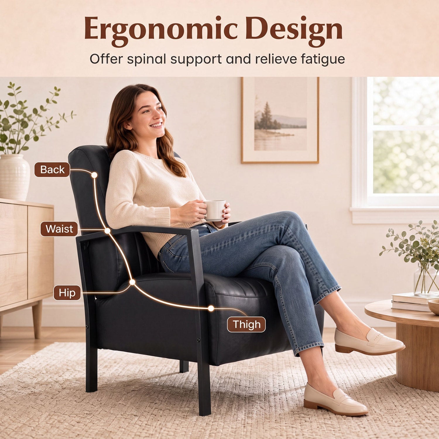Upholstered Accent Chair with Padded Seat and Armrests