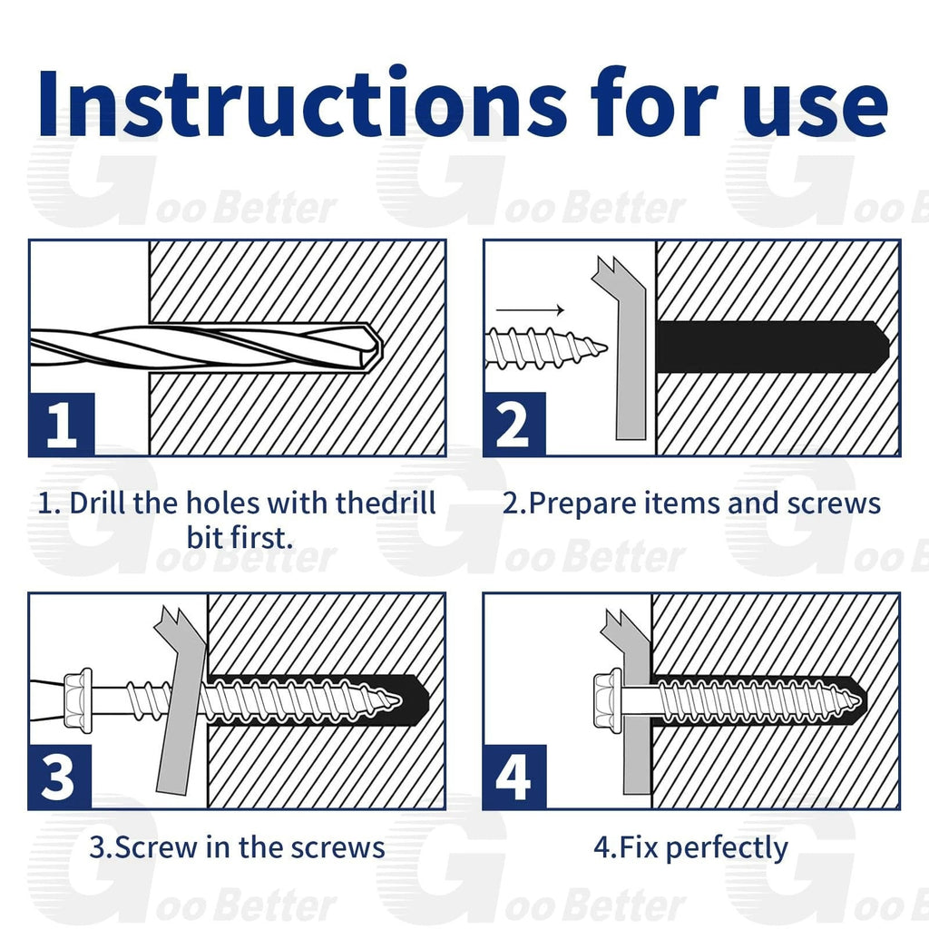 200pcs Concrete Screws Masonry Brick Tapscrews Hex Multi Drive Head Blue Tapcon