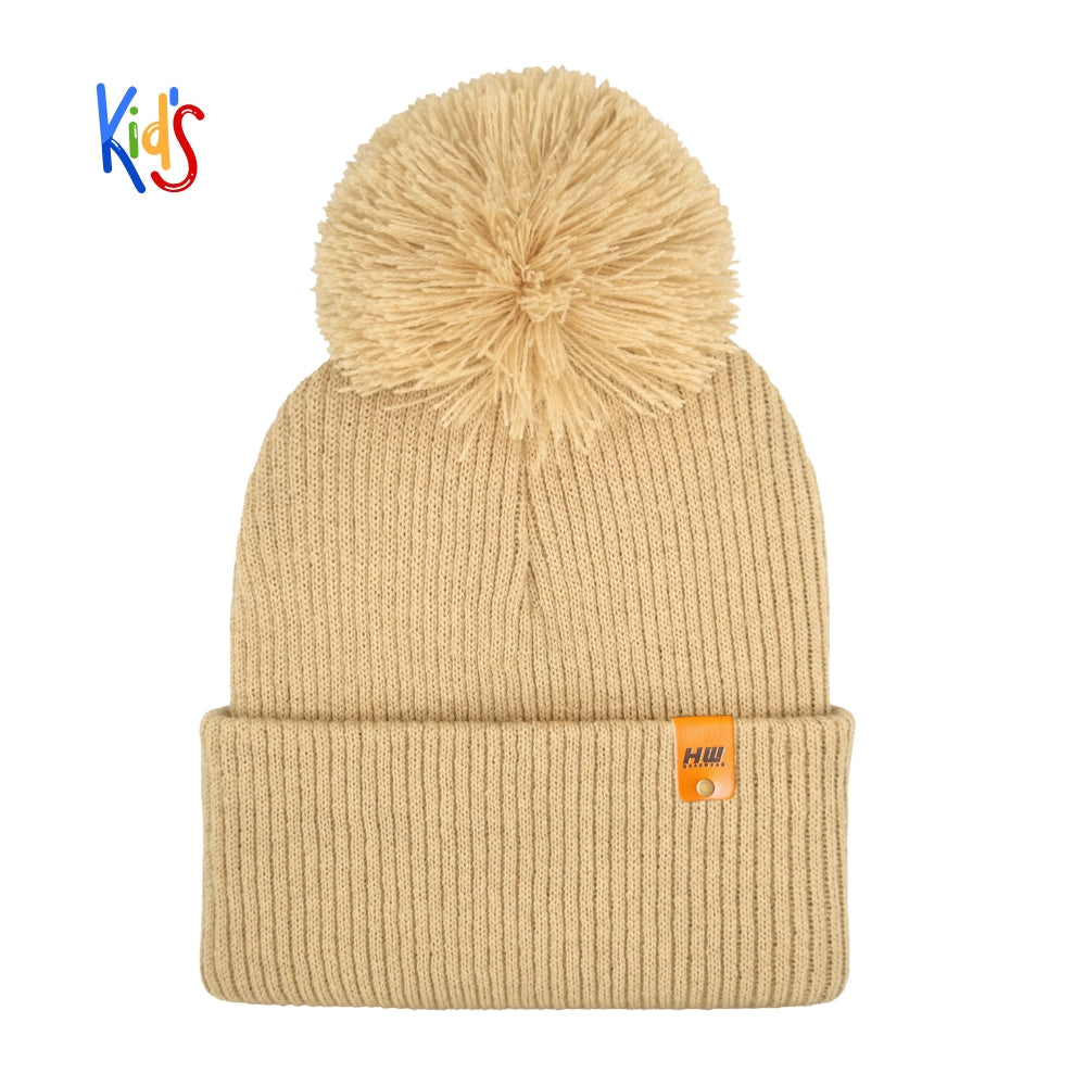 HAAKWEAR Traditional Pom Pom Kids Knit Beanies, Soft, Warm & Made in USA Winter Hat