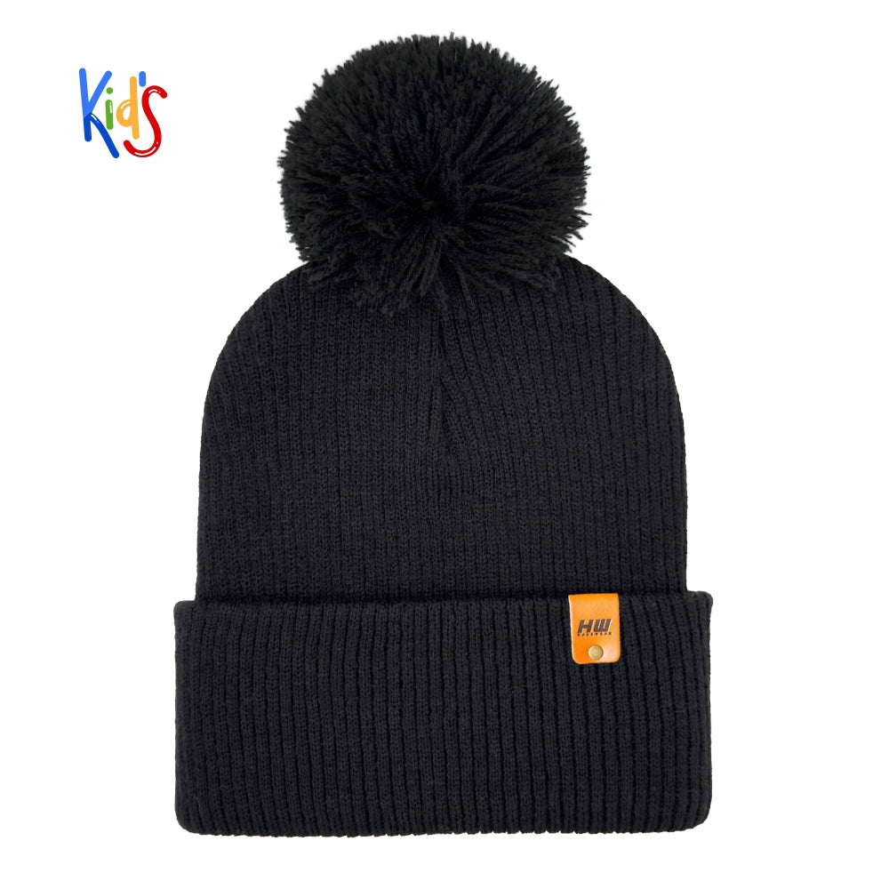HAAKWEAR Traditional Pom Pom Kids Knit Beanies, Soft, Warm & Made in USA Winter Hat
