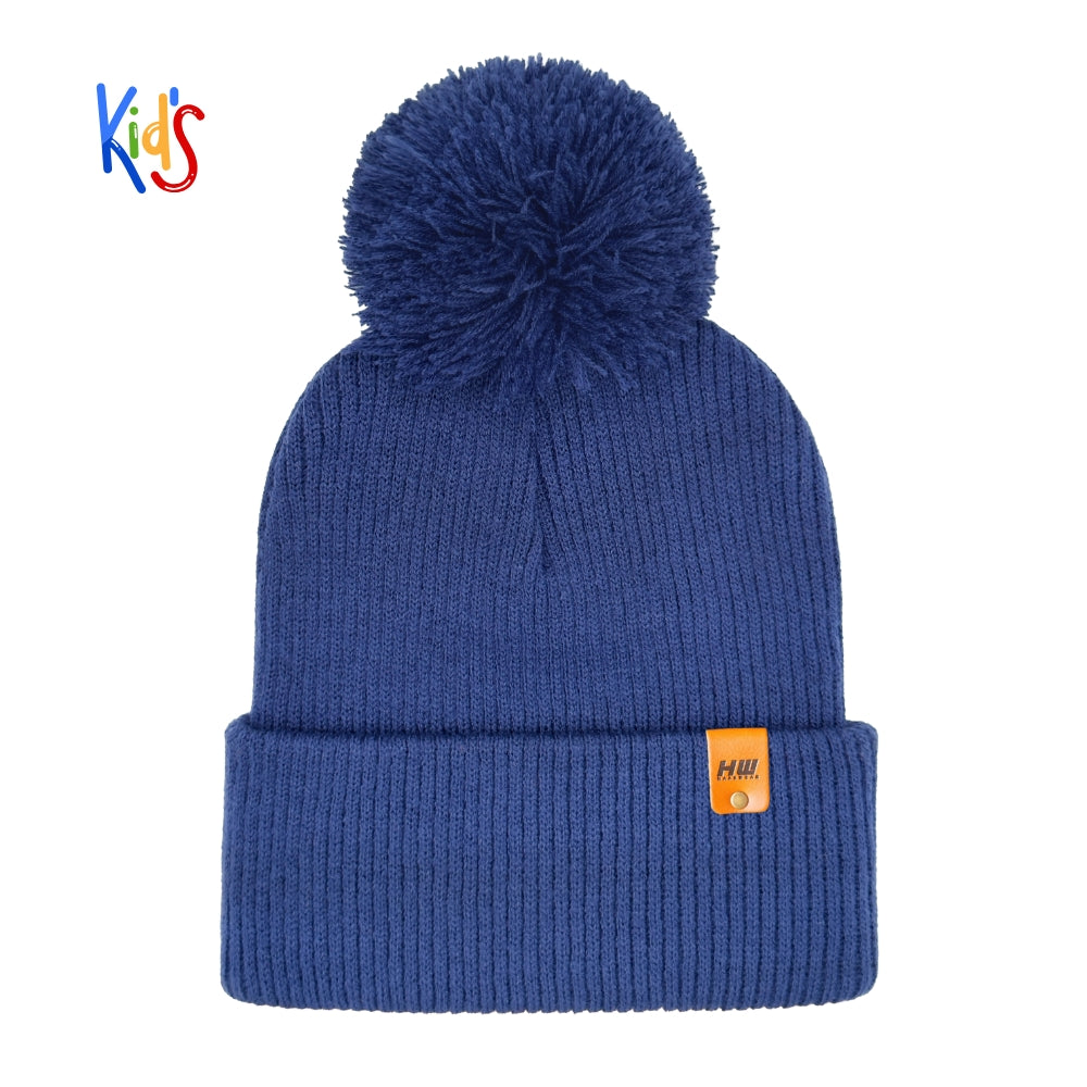 HAAKWEAR Traditional Pom Pom Kids Knit Beanies, Soft, Warm & Made in USA Winter Hat