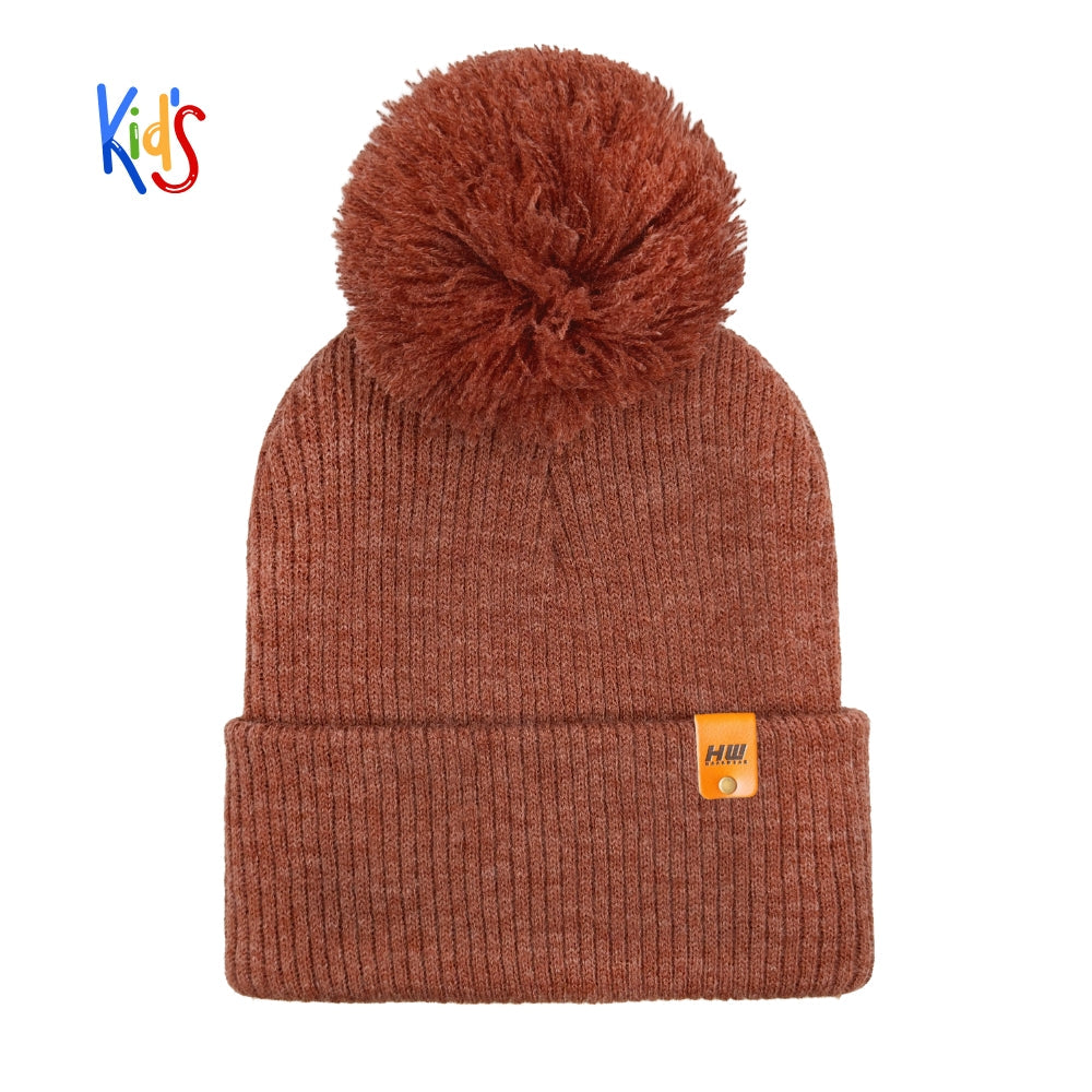 HAAKWEAR Traditional Pom Pom Kids Knit Beanies, Soft, Warm & Made in USA Winter Hat
