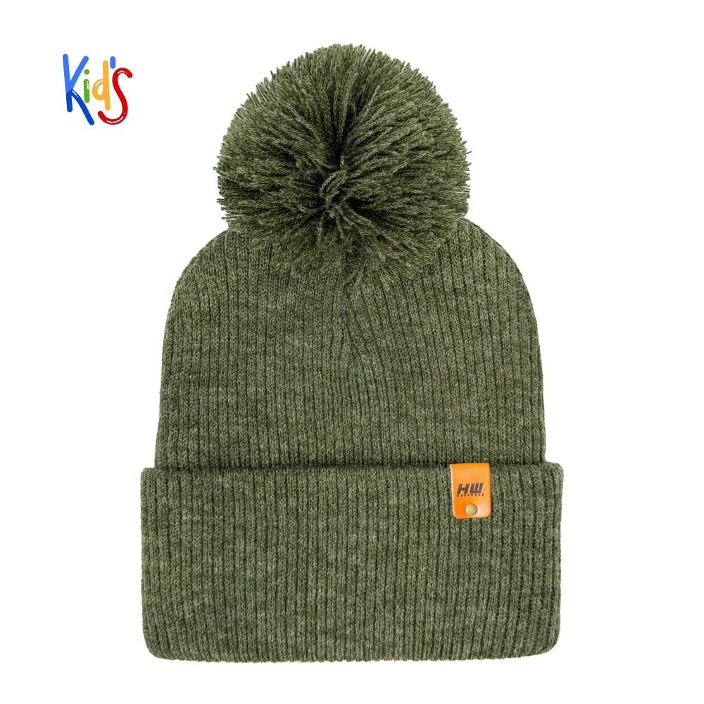 HAAKWEAR Traditional Pom Pom Kids Knit Beanies, Soft, Warm & Made in USA Winter Hat