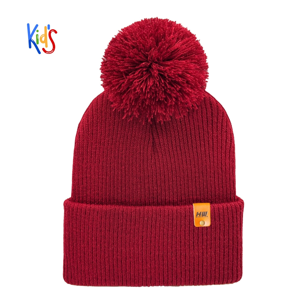 HAAKWEAR Traditional Pom Pom Kids Knit Beanies, Soft, Warm & Made in USA Winter Hat