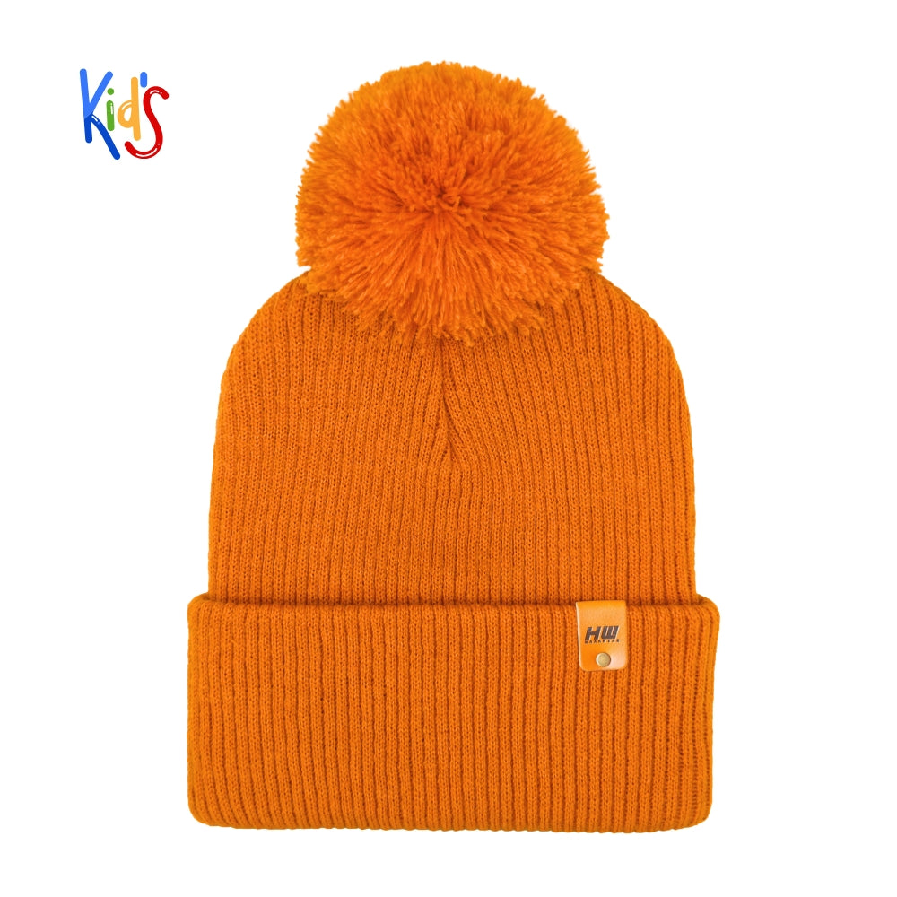 HAAKWEAR Traditional Pom Pom Kids Knit Beanies, Soft, Warm & Made in USA Winter Hat