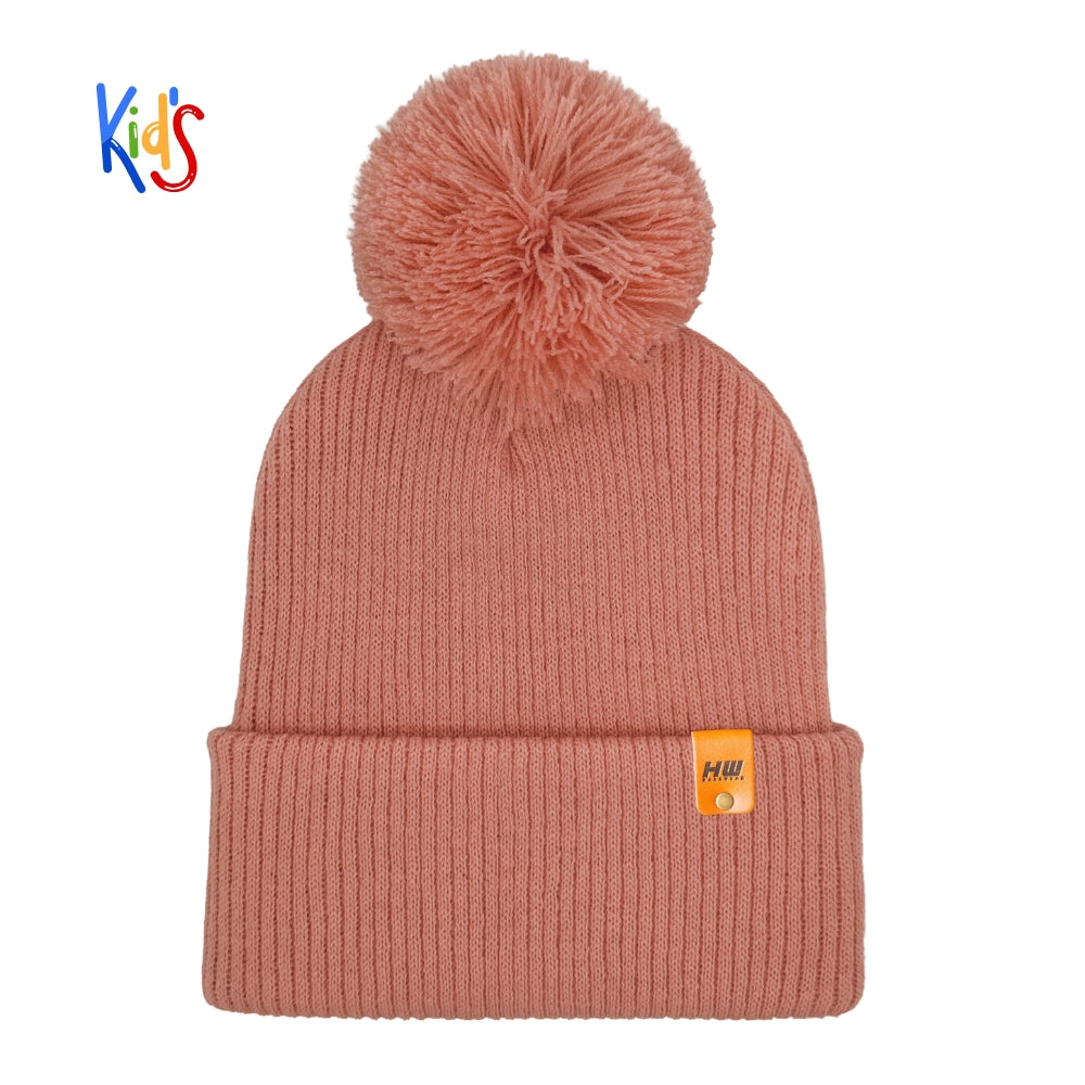 HAAKWEAR Traditional Pom Pom Kids Knit Beanies, Soft, Warm & Made in USA Winter Hat