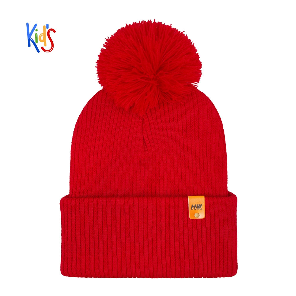HAAKWEAR Traditional Pom Pom Kids Knit Beanies, Soft, Warm & Made in USA Winter Hat