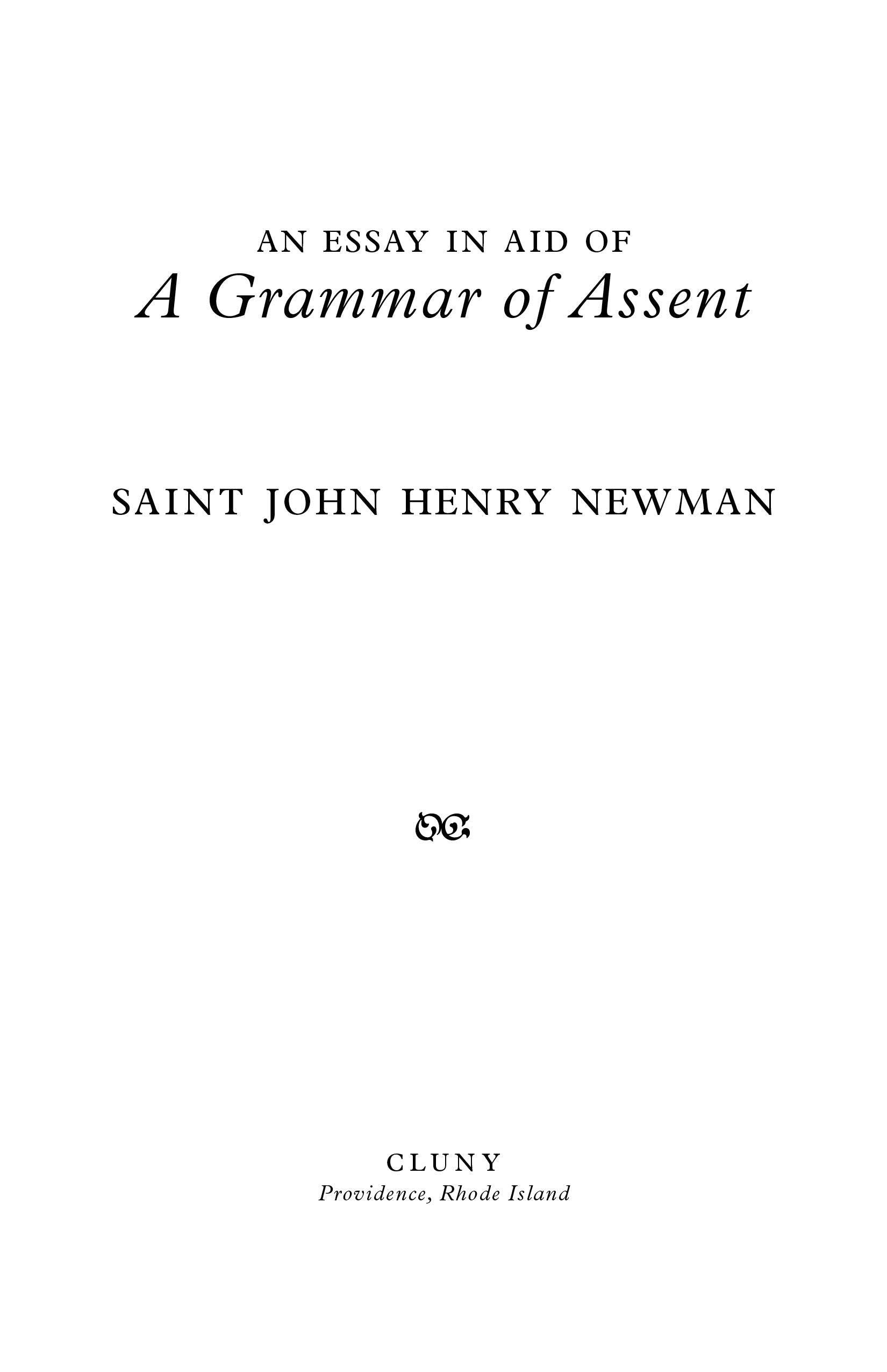 An Essay in Aid of a Grammar of Assent