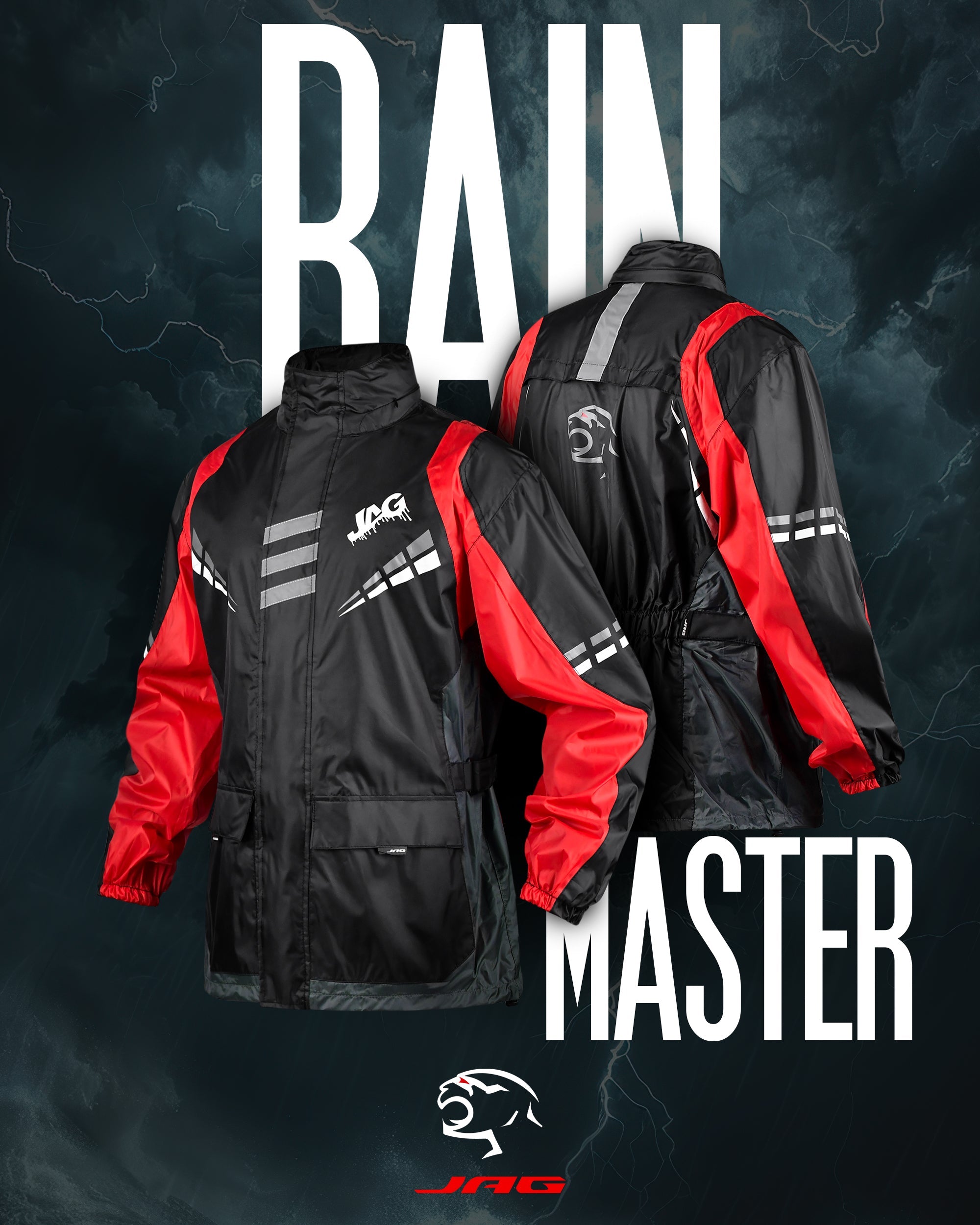 JAG Rainmaster Rain Suit for Men & Women (Black Red)