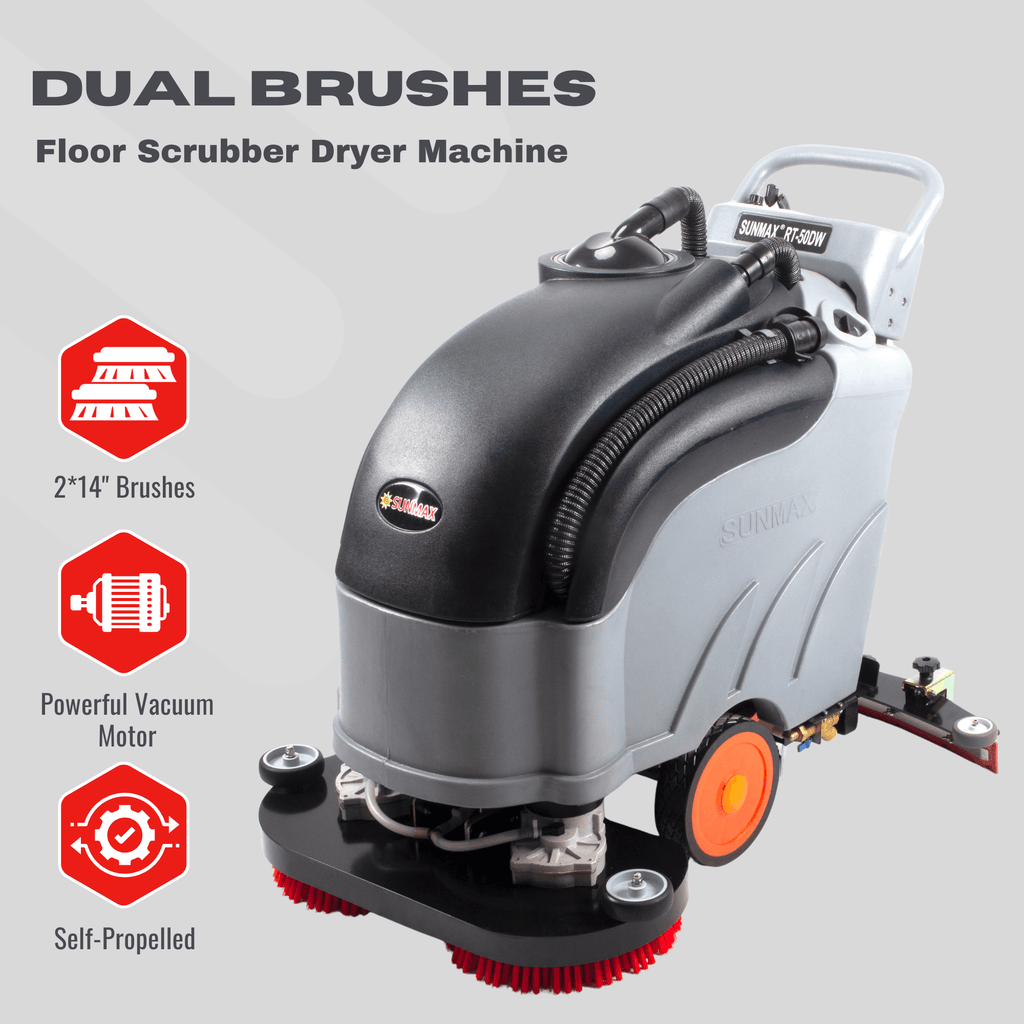RT50DW 28" Self-Propelled Dual-Brush Floor Scrubber — Clean Large Floors Faster With Less Labor