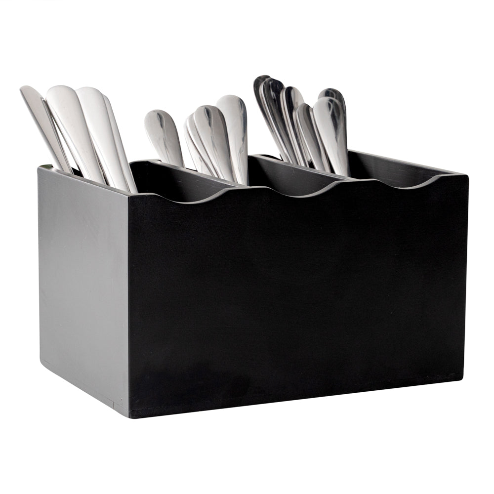 Eco Display Rectangle Black Bamboo Flatware Display - 8 1/4" x 5 1/2" x 4 3/4" - 1 count box